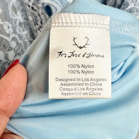 For Love & Lemons Lovebird Lace Dress Blue XS - Picture 8 of 14